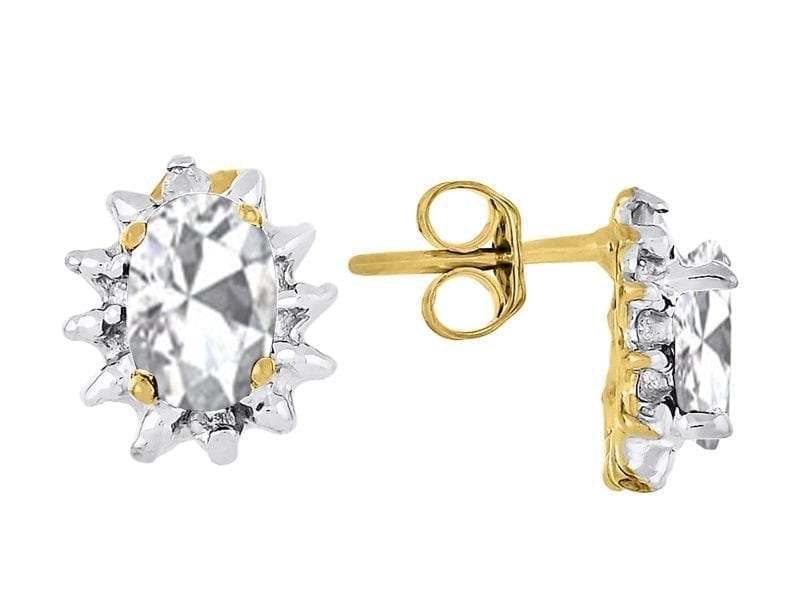 RYLOS Earrings For Women 14K Yellow Gold Diamond & Star Ruby Earrings 6X4MM Color Stone Gemstone Jewelry For Women Gold Earrings 
